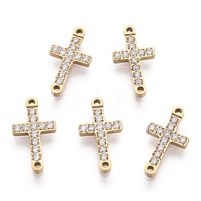 316 Surgical Stainless Steel Clear Cubic Zirconia Connector Charms STAS-ZX042-22G-1