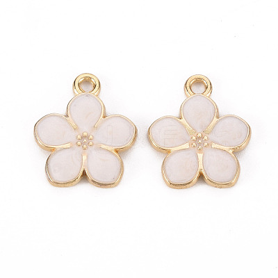 Light Gold Plated Alloy Enamel Pendants X-ENAM-R136-17F-1