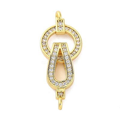 Brass Clear Cubic Zirconia Fold Over Clasps KK-Z078-39G-1