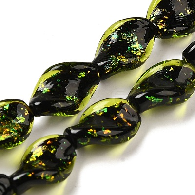 Handmade Dichroic Foil Glass Beads Strands DICH-U001-08B-1