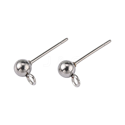 Non-Tarnish 304 Stainless Steel Ball Post Stud Earring Findings STAS-R043-1