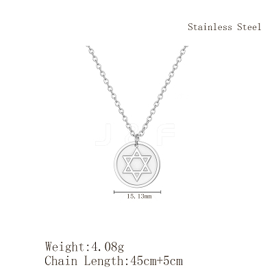 Stylish 304 Stainless Steel Star of David Pendant Necklace for Women's Daily Wear LS-NW9851-2-1