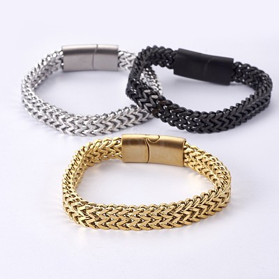 304 Stainless Steel Wheat Chain Bracelets BJEW-L655-020-1