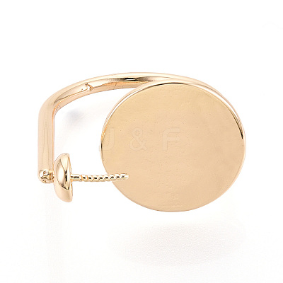 Flat Round Brass Cuff Ring Settings KK-T076-67G-1