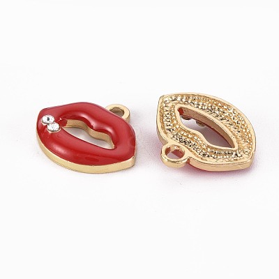 Golden Plated Alloy Enamel Pendants X-ENAM-T009-91A-RS-1