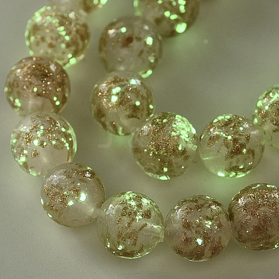 Handmade Gold Sand Lampwork Beads Strands LAMP-T007-06K-1