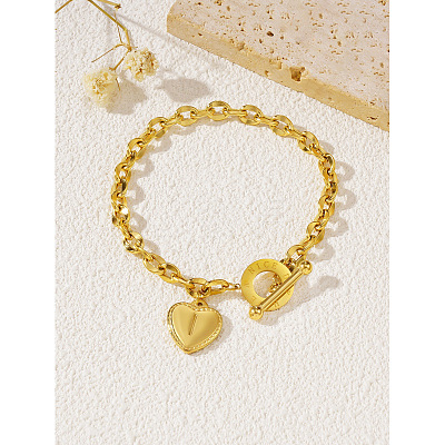 304 Stainless Steel Heart with Letter Charm Bracelets WG6E905-11-1