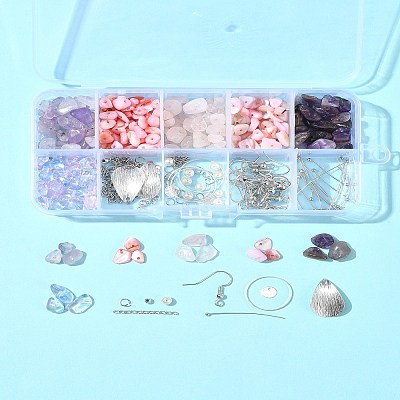 DIY Natural Gemstone Dangle Earrings Kits DIY-FS0006-91-1