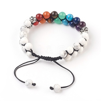 Chakra Natural Howlite Braided Bead Bracelets BJEW-O164-A01-1