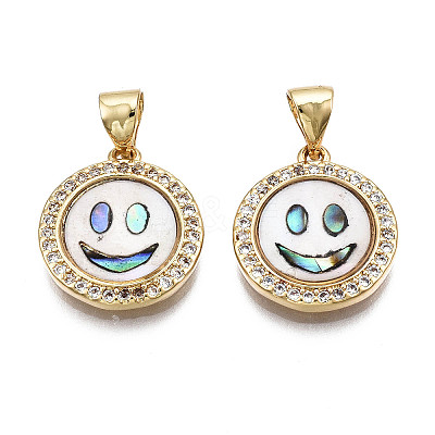 Brass Micro Pave Clear Cubic Zirconia Pendants X-KK-Q769-024-NF-1