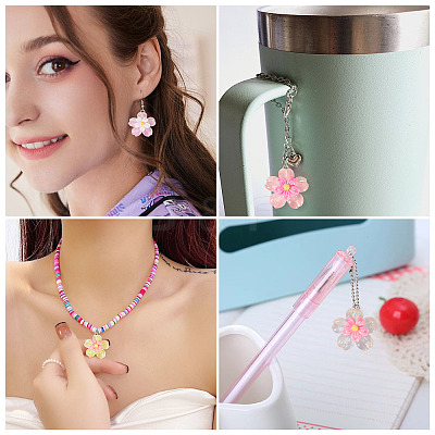 30Pcs 6 Colors Transparent Resin Pendants RESI-TA0004-74-1
