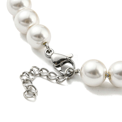 Rack Plating Brass Dragon & Plastic Pearl Beaded Bracelet BJEW-D030-01B-G-1