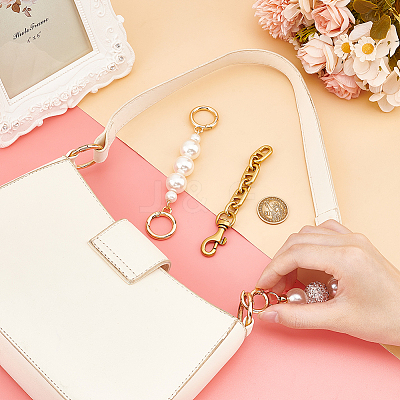 3Pcs 3 Styles ABS Plastic Imitation Pearl Bag Extension Chains FIND-UN0003-06-1