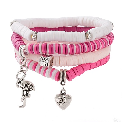 4Pcs 4 Styles Polymer Clay Heishi Beads Stretch Bracelets Sets BJEW-JB05904-1