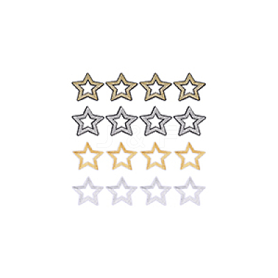 16Pcs 4 Colors Polyester and Plastic Embroidery Lace Appliques DIY-GA0007-40-1