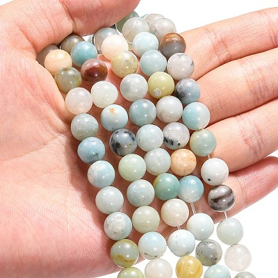 Natural Flower Amazonite Beads Strands G-D608-8mm-1