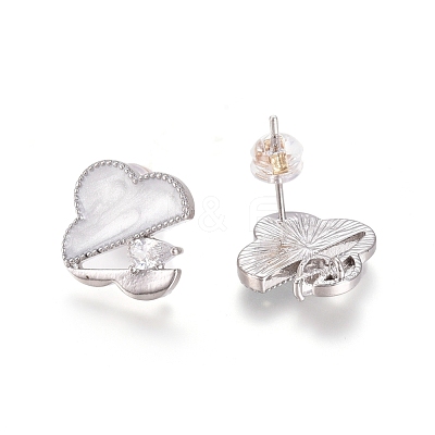 Real 18K Gold Plated Brass Stud Earring Findings KK-L180-117B-1