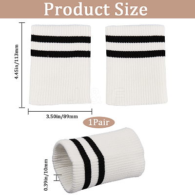 Stripe Pattern Cotton Tubular Knit Rib Cuff AJEW-WH0348-200A-1