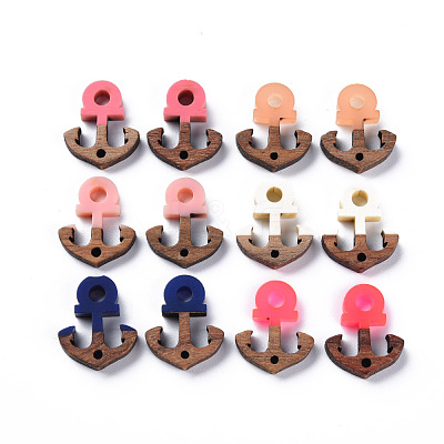 Opaque Resin & Walnut Wood Links Connectors RESI-T035-52-1