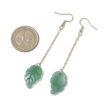 Glass Leaf & 304 Stainless Steel Dangle Earrings for Women EJEW-JE06232-1