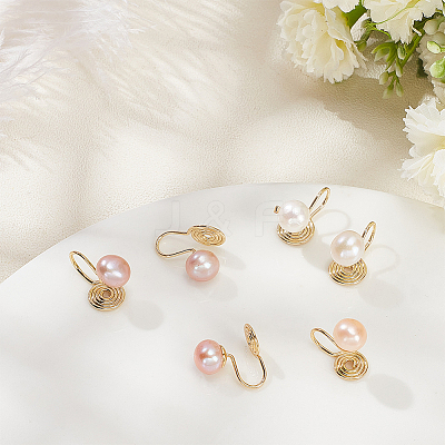 3 Pairs 3 Colors ABS Imitation Pearl Cuff Earrings EJEW-AN0004-65-1
