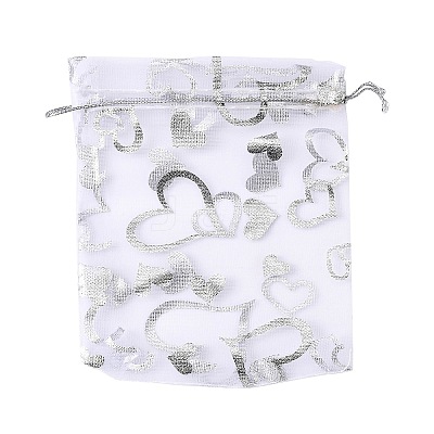 Heart Printed Organza Bags OP-R022-10x12-03-1