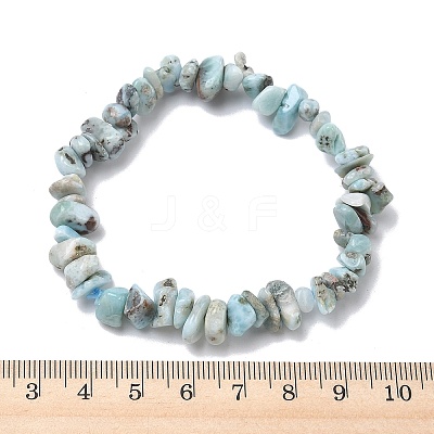 Natural Larimar Chip Beads Stretch Bracelets for Men Women BJEW-C145-01A-1