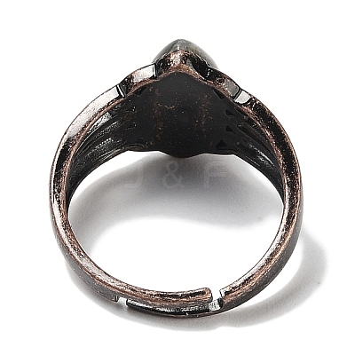 Natural Gemstone Horse Eye Adjustable Rings RJEW-K271-05R-1