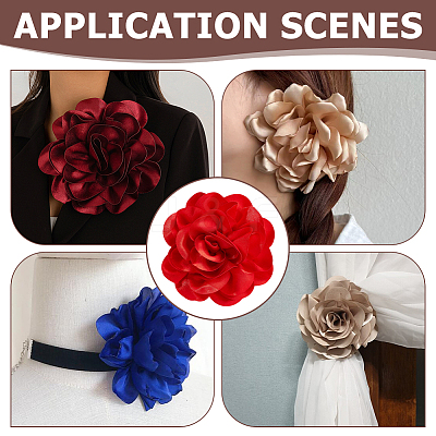 Flower Polyester Brooches JEWB-WH0001-47P-02-1