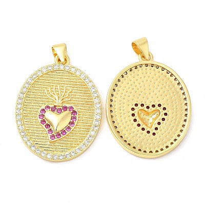 Brass Micro Pave Cubic Zirconia Pendants KK-P236-29G-1