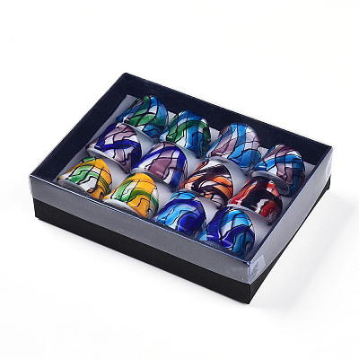 Handmade Lampwork Wide Band Rings RJEW-Q150-M02-B-1