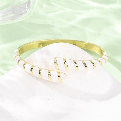 Snake Brass Enamel Cuff Bangles BJEW-A163-01G-01-1