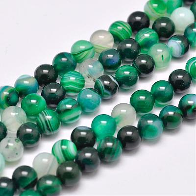 Natural Striped Agate/Banded Agate Bead Strands G-G962-8mm-05-1