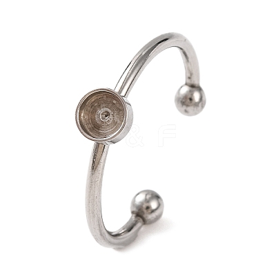 Non-Tarnish 304 Stainless Steel Open Cuff Ring Components STAS-S134-01P-01-1