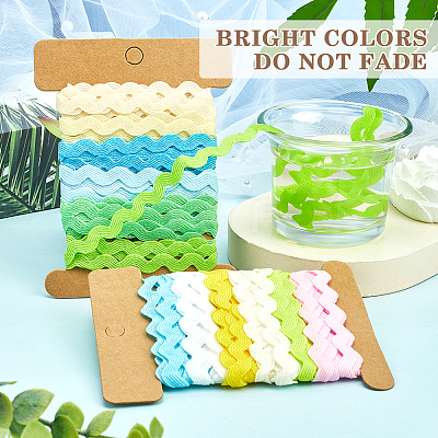 4 Cards 2 Styles Polyester Wavy Fringe Trim Ribbon DIY-GF0009-48D-1