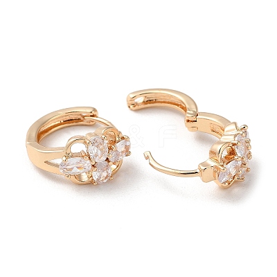 Rack Plating Brass Micro Pave Cubic Zirconia Hoop Earrings EJEW-P238-20KCG-1