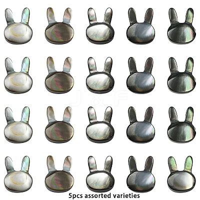 5Pcs Natural Black Lip Shell Beads SHEL-YW0001-22-1