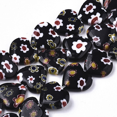 Handmade Millefiori Lampwork Beads Strands X-LAMP-N023-001B-1