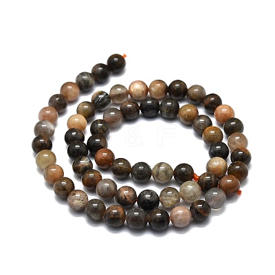 Natural Black Sunstone Beads Strands G-E576-01A-1