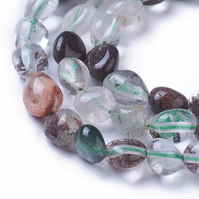 Natural Green Lodolite Quartz/Garden Quartz Beads Strands G-P433-08-1