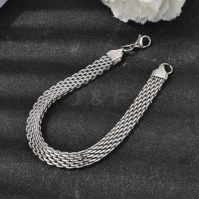 201 Stainless Steel Link Chain Bracelets for Women Men STAS-T077-20P-02-1