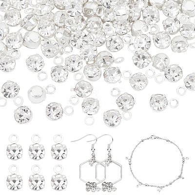 100Pcs Brass Crystal Rhinestone Charms KK-PH0003-81-1