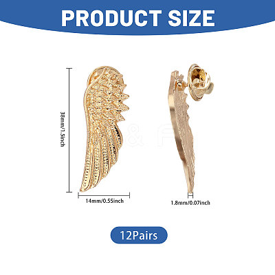 12 Pairs Wing Alloy Brooches JEWB-CA0001-82-1