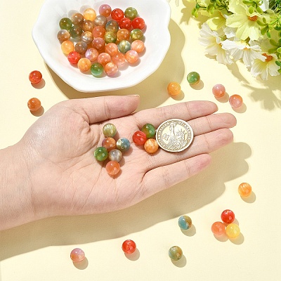 70Pcs 7 Colors Transparent Resin Beads RESI-YW0006-37-1
