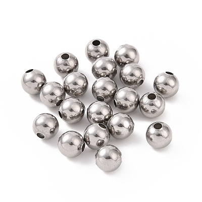 Non-Tarnish 304 Stainless Steel Round Beads X-STAS-F285-01P-1