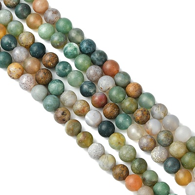 Frosted Round Natural Indian Agate Beads G-J338-02-4mm-1