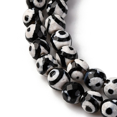 Tibetan Style 3-Eye dZi Beads TDZI-G341-6mm-08-1