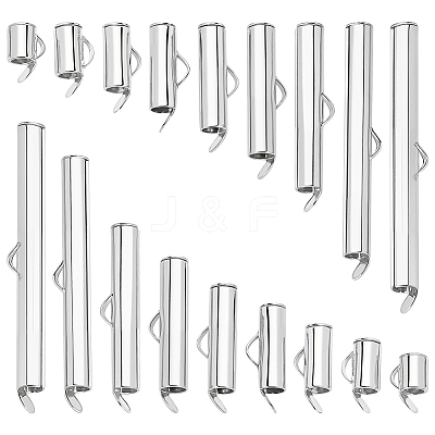 90Pcs 9 Styles Brass Slide On End Clasp Tubes KK-WR0001-36S-1