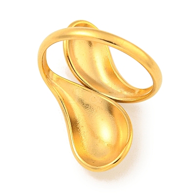 Ion Plating(IP) Teardrop 304 Stainless Steel Open Cuff Finger Rings for Women RJEW-P114-03G-1