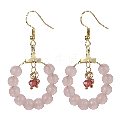 Imitation Jade Glass Beaded Ring Dangle Earrings EJEW-JE05568-04-1